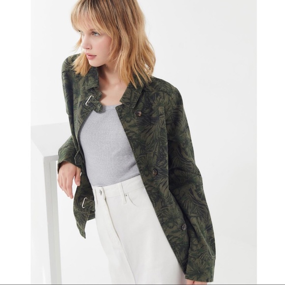Urban Outfitters Jackets & Blazers - UO Denim Jacket Olive Green Palm Print BDG Brand M